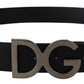 Elegant Black Leather DG Logo Belt