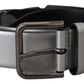 Chic Silver Leather Belt with Metal Buckle