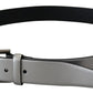 Chic Silver Leather Belt with Metal Buckle
