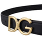 Elegant Black Leather Belt with Logo Buckle