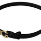 Elegant Black Leather Belt with Logo Buckle
