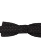 Black Pattern Silk Adjustable Neck Papillon Bow Tie