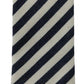 White Blue Striped Classic Adjustable Men Silk Tie