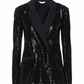 Elegant Sequined Black Tailored Jacket