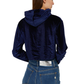 Chic Blue Velvet Hooded Sweatshirt