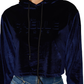 Chic Blue Velvet Hooded Sweatshirt