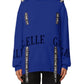 Chic Blue Wool Blend Sweater with Logo Detail