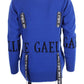 Chic Blue Wool Blend Sweater with Logo Detail