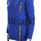 Chic Blue Wool Blend Sweater with Logo Detail