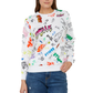 Chic Multicolor Print Cotton Crewneck Sweater