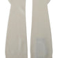 Chic White Knitted Fingerless Elbow Gloves