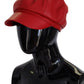Exquisite Red Leather Cabbie Hat