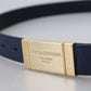 Elegant Blue Leather Belt with Metal Buckle