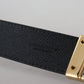 Elegant Blue Leather Belt with Metal Buckle