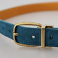 Elegant Blue Velvet Leather Belt
