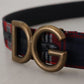 Elegant Multicolor Tartan Belt with Logo Buckle