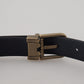 Elegant Leather Belt with Metal Buckle Closure