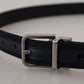 Elegant Black Leather Belt with Metal Buckle