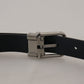 Italian White Leather Belt with Metal Buckle