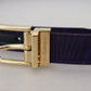 Elegant Purple Jacquard Leather Belt