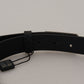 Elegant Black Leather Belt with Metal Buckle