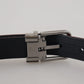 Elegant Red Leather Belt with Metal Buckle