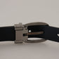 Elegant Italian Leather Belt with Metal Buckle