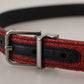Elegant Red Leather Classic Belt