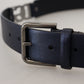 Metallic Blue Italian Leather Belt