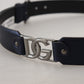 Metallic Blue Italian Leather Belt