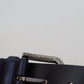 Metallic Blue Italian Leather Belt