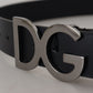 Elegant Black Leather DG Logo Belt
