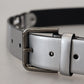 Chic Silver Leather Belt with Metal Buckle