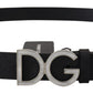Elegant Black Leather Belt with DG Buckle
