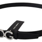 Elegant Black Leather Belt with DG Buckle