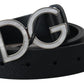 Elegant Black Leather Belt with DG Buckle