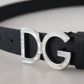 Elegant Black Leather Belt with DG Buckle