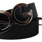 Elegant Black Leather Belt with DG Buckle
