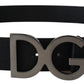 Elegant Black Leather Belt with DG Buckle