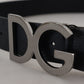 Elegant Black Leather Belt with DG Buckle