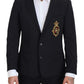 Elegant Slim Fit Black Wool Blazer