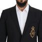 Elegant Slim Fit Black Wool Blazer