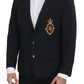 Elegant Slim Fit Black Wool Blazer