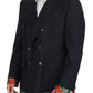 Elegant Double Breasted Wool Silk Blazer