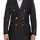 Multicolor Wool Silk Blend Slim Fit Blazer