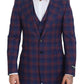 Elegant Purple Wool Blazer and Vest Set