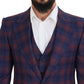 Elegant Purple Wool Blazer and Vest Set