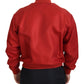Radiant Red Nylon Bomber Jacket