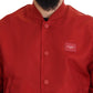 Radiant Red Nylon Bomber Jacket