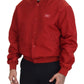 Radiant Red Nylon Bomber Jacket